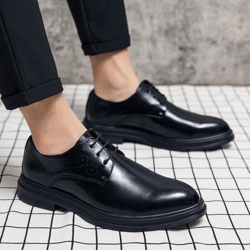 Mænd Læder Åndbar Comfy Pointy Toe Vintage Oxford Casual Business Sko