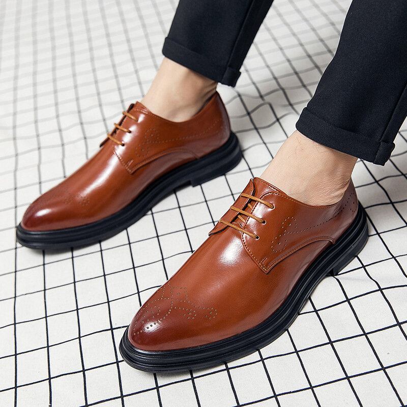 Mænd Læder Åndbar Comfy Pointy Toe Vintage Oxford Casual Business Sko