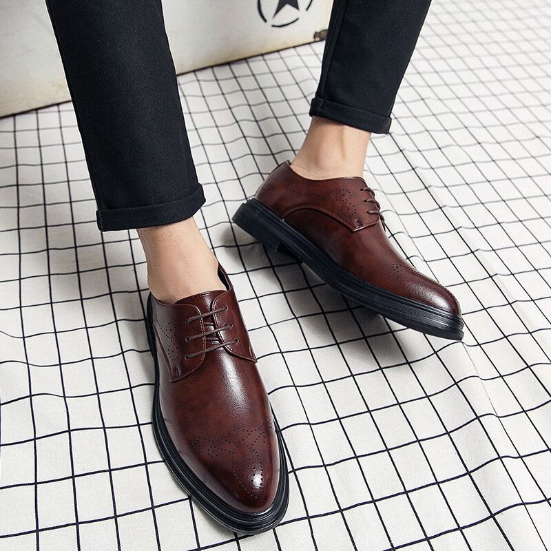 Mænd Læder Åndbar Comfy Pointy Toe Vintage Oxford Casual Business Sko