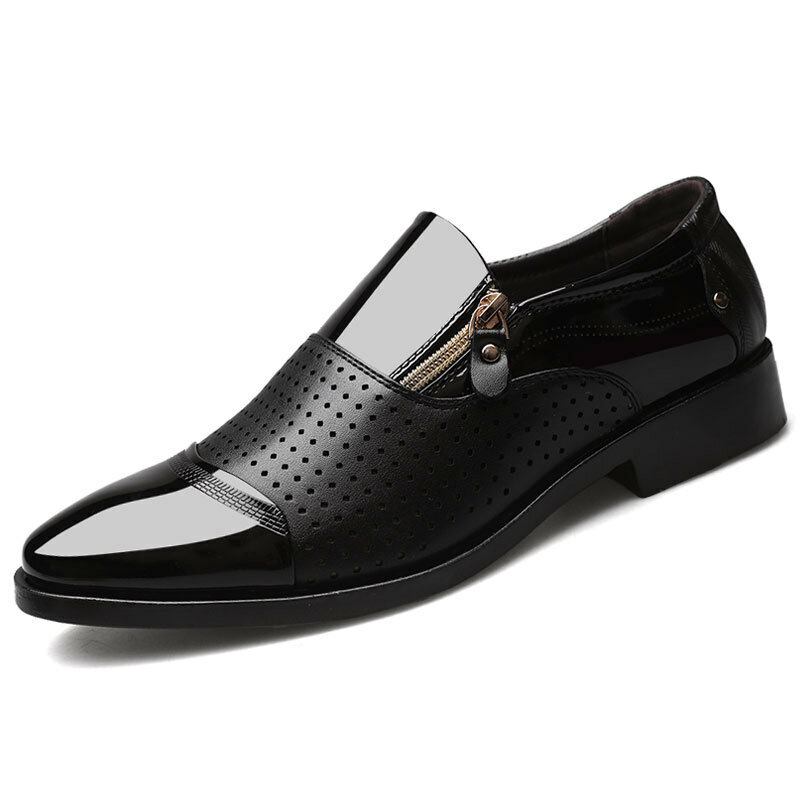 Mænd Læder Udhulet Åndbar Blød Sål Slip On Casual Oxford Business Sko