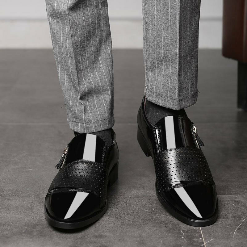 Mænd Læder Udhulet Åndbar Blød Sål Slip On Casual Oxford Business Sko