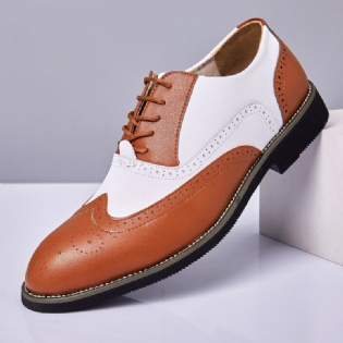 Mænd Læder Vintage Brogue Graveret Britisk Snøre Business Dress Sko