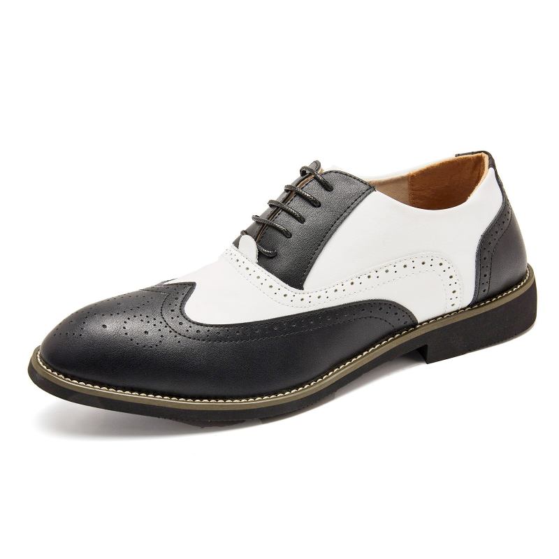 Mænd Læder Vintage Brogue Graveret Britisk Snøre Business Dress Sko