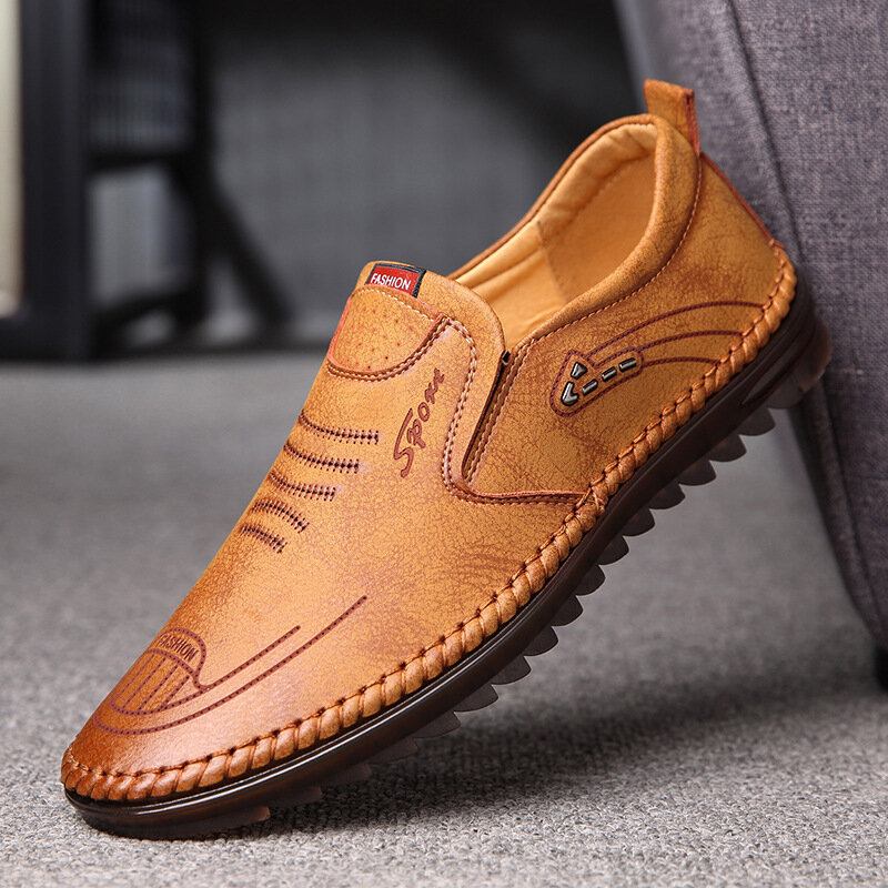 Mænd Microfiber Læder Skridsikker Blød Sål Casual Business Loafers