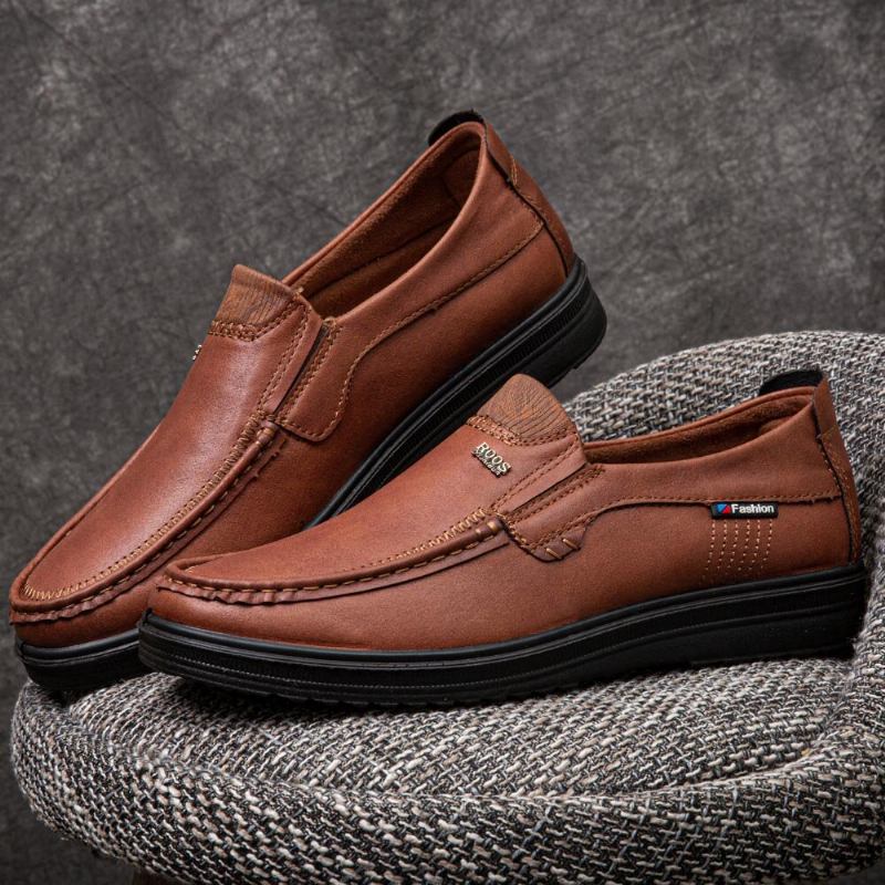 Mænd Mikrofiber Læder Åndbar Blød Sål Slip-on Business Sko