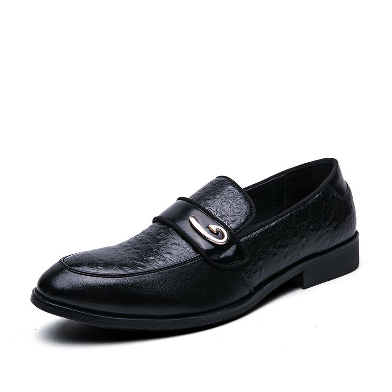 Mænd Retro Metal Splejsning Læder Behagelige Slip On Business Casual Skåne Sko