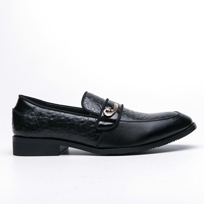 Mænd Retro Metal Splejsning Læder Behagelige Slip On Business Casual Skåne Sko