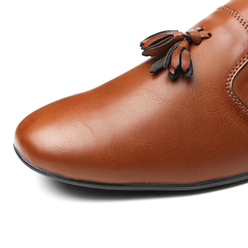 Mænd Skridsikre Kvastdekoration Slip On Casual Læder Oxfords