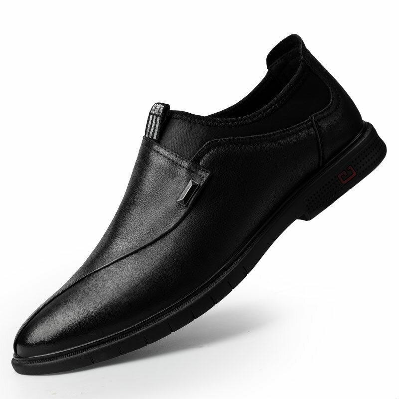 Mændtrusse Læder Ren Farve Syning Slip-on Business Formelle Loafers Sko