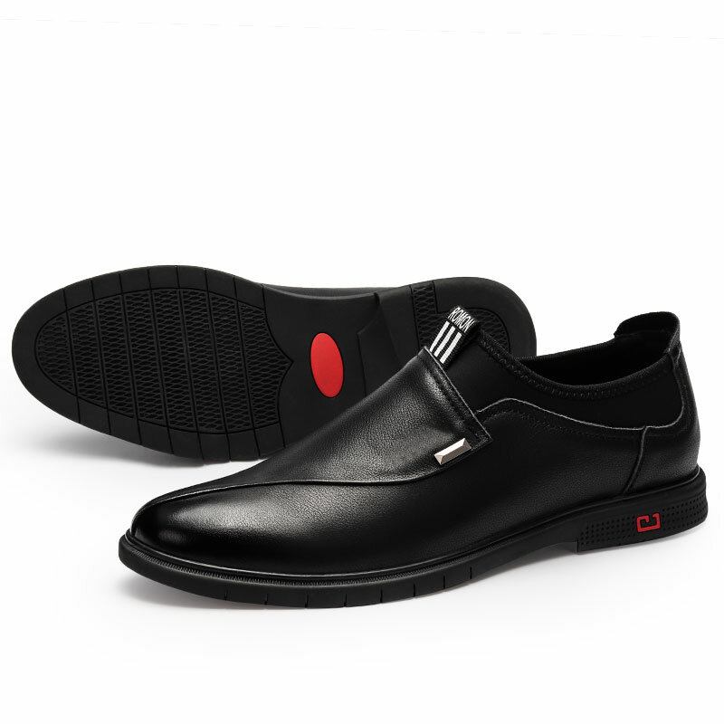 Mændtrusse Læder Ren Farve Syning Slip-on Business Formelle Loafers Sko