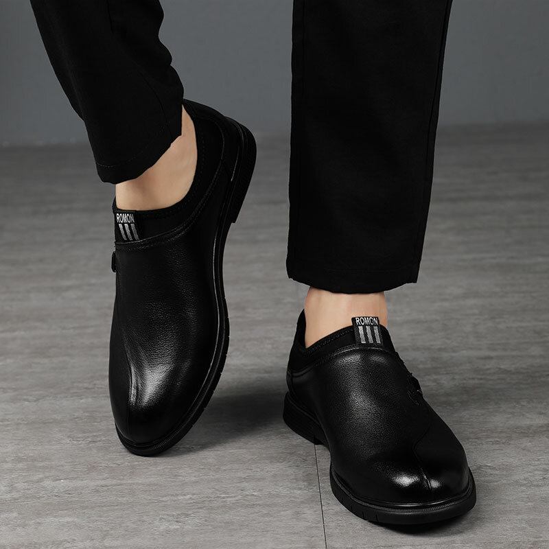 Mændtrusse Læder Ren Farve Syning Slip-on Business Formelle Loafers Sko