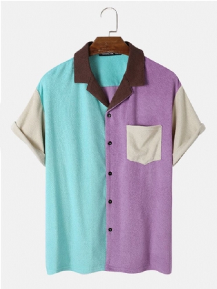 Afslappet Håndklæde-patchwork-skjorter Til Mænd