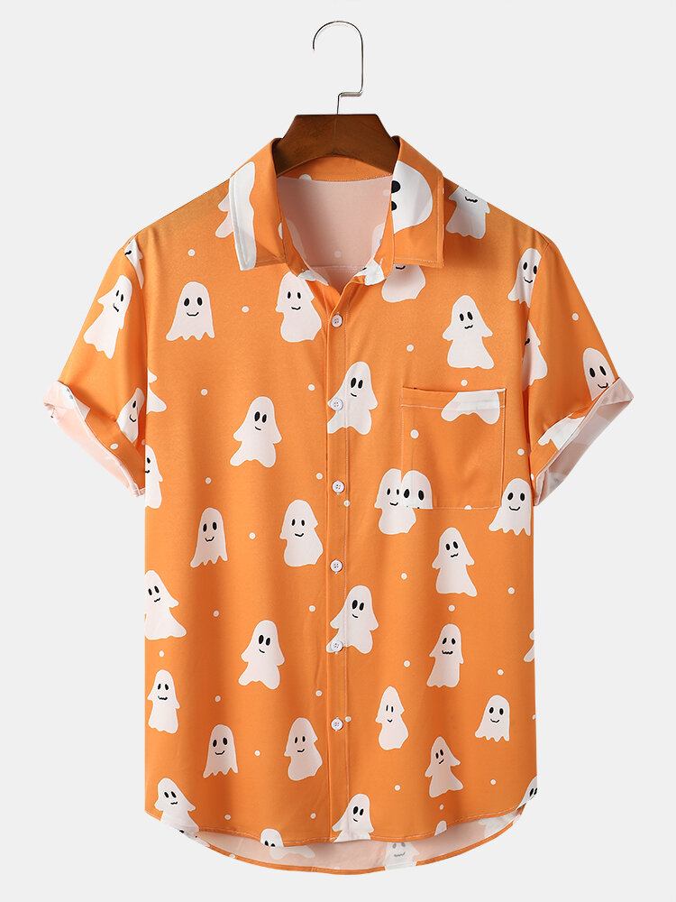 Casual Ghost Cartoon Halloween Skjorter Til Mænd