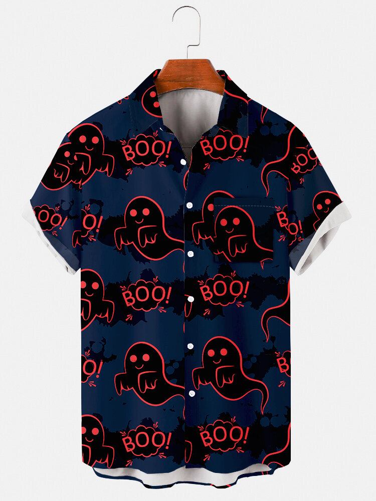 Casual Skjorter Med Halloween Ghost Print Til Mænd