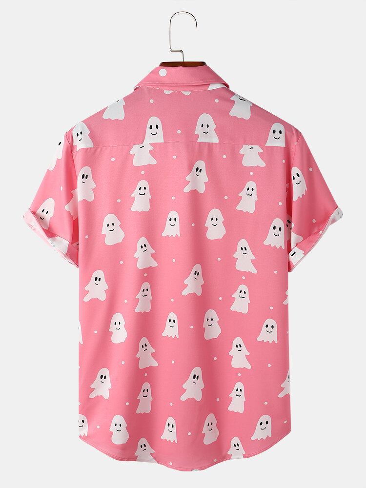 Ghost Cartoon Halloween Casual Skjorter Til Mænd