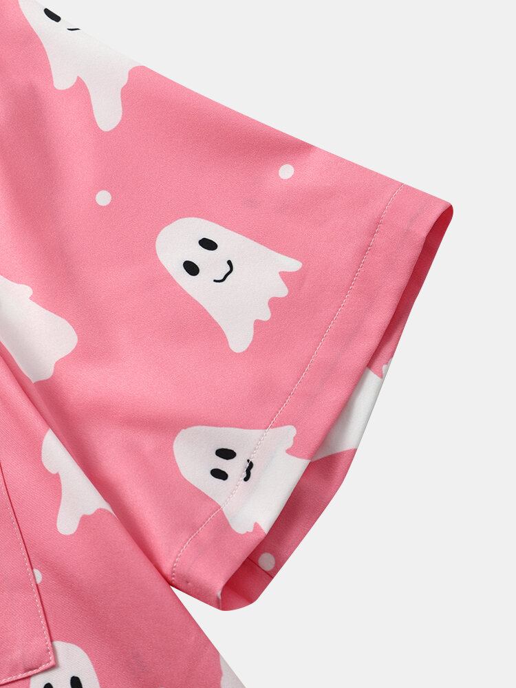 Ghost Cartoon Halloween Casual Skjorter Til Mænd