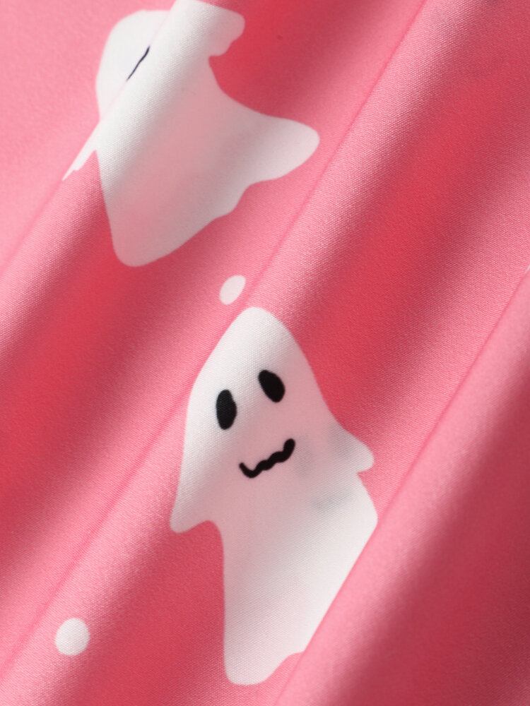 Ghost Cartoon Halloween Casual Skjorter Til Mænd