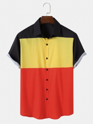 Herre Afslappet Farveblokmønster Button Up-skjorter