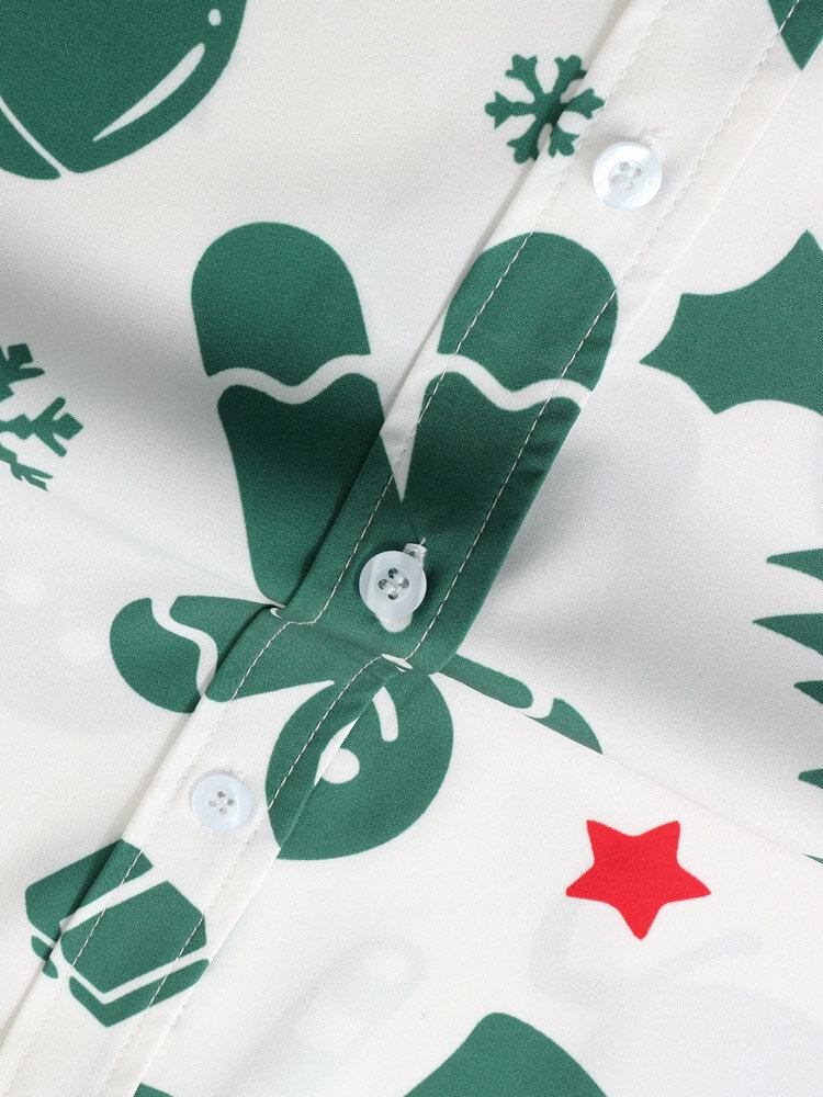 Herre All Over Christmas Element Print Button Up Kortærmede Skjorter