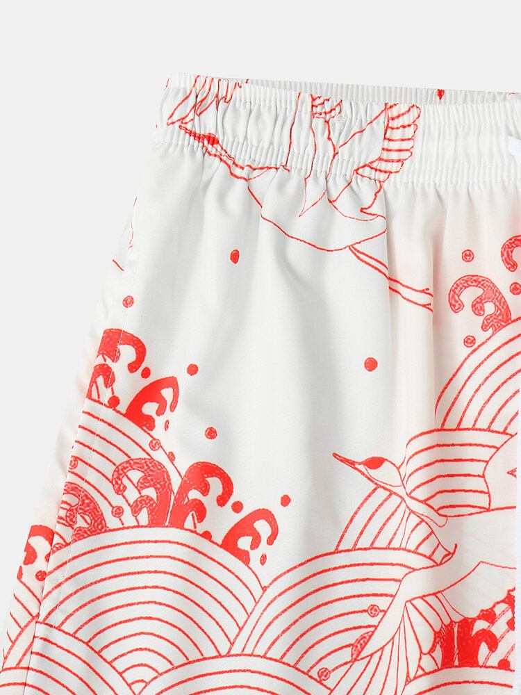 Herre Kimono Crane Propitious Clouds Pattern Snøre To Stykke Outfits