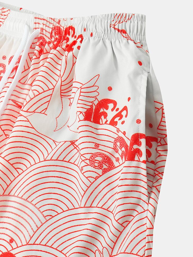 Herre Kimono Crane Propitious Clouds Pattern Snøre To Stykke Outfits