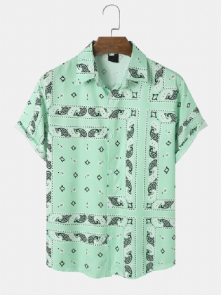 Herre Paisley Geometrisk Print Button Up Kortærmede Skjorter