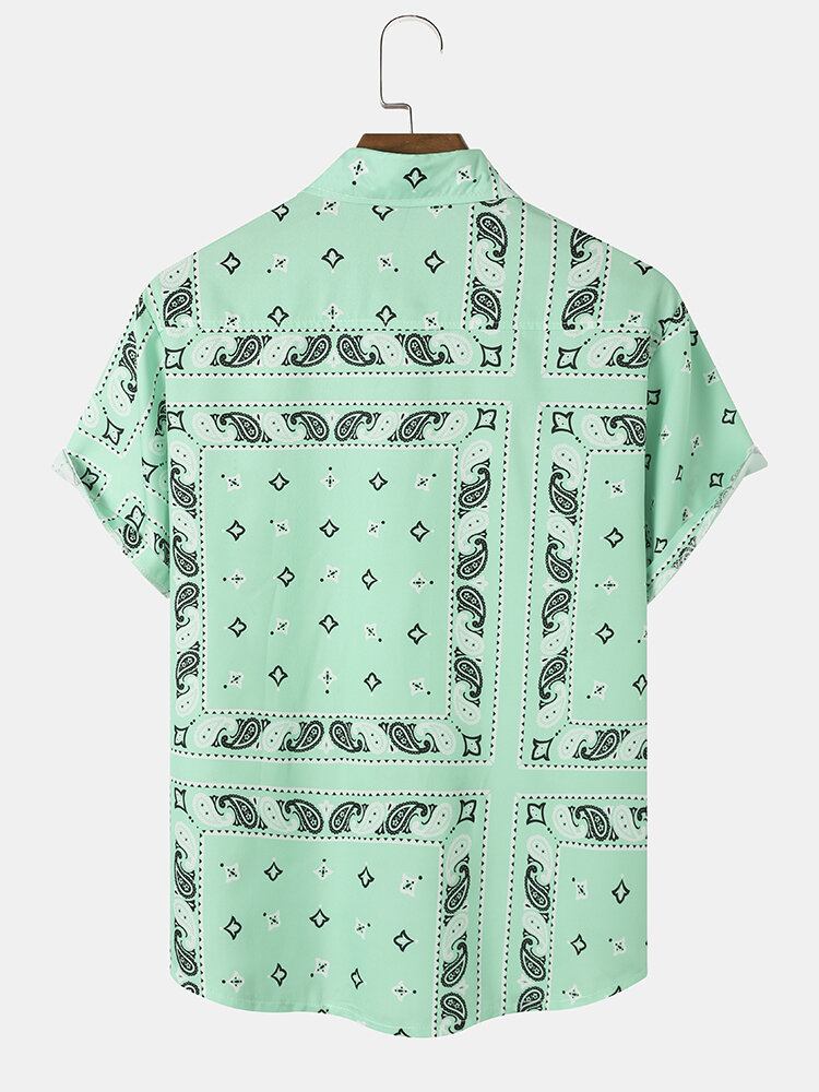 Herre Paisley Geometrisk Print Button Up Kortærmede Skjorter