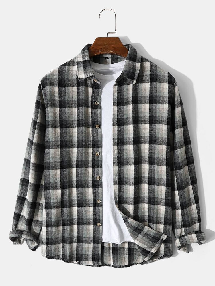 Herre Plaid Office Outwear Autumn Shirt