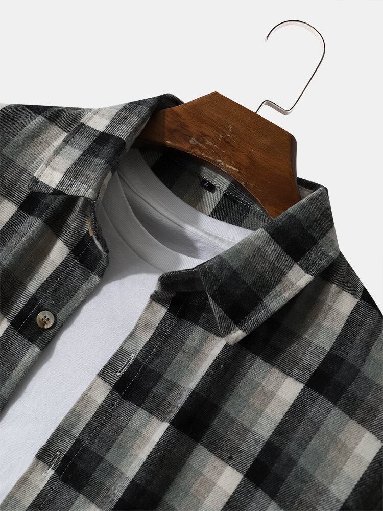 Herre Plaid Office Outwear Autumn Shirt