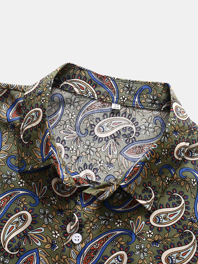 Kortærmede Ferieskjorter Med Paisley-print Til Mænd