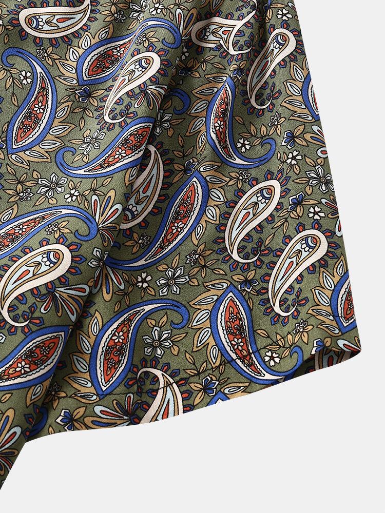 Kortærmede Ferieskjorter Med Paisley-print Til Mænd