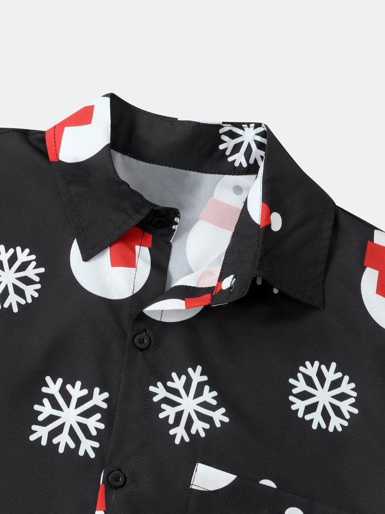 Mænd Christmas Snow Man Snow Digital Printede Casual Short Shirts