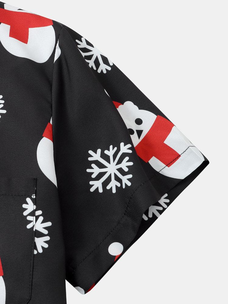 Mænd Christmas Snow Man Snow Digital Printede Casual Short Shirts