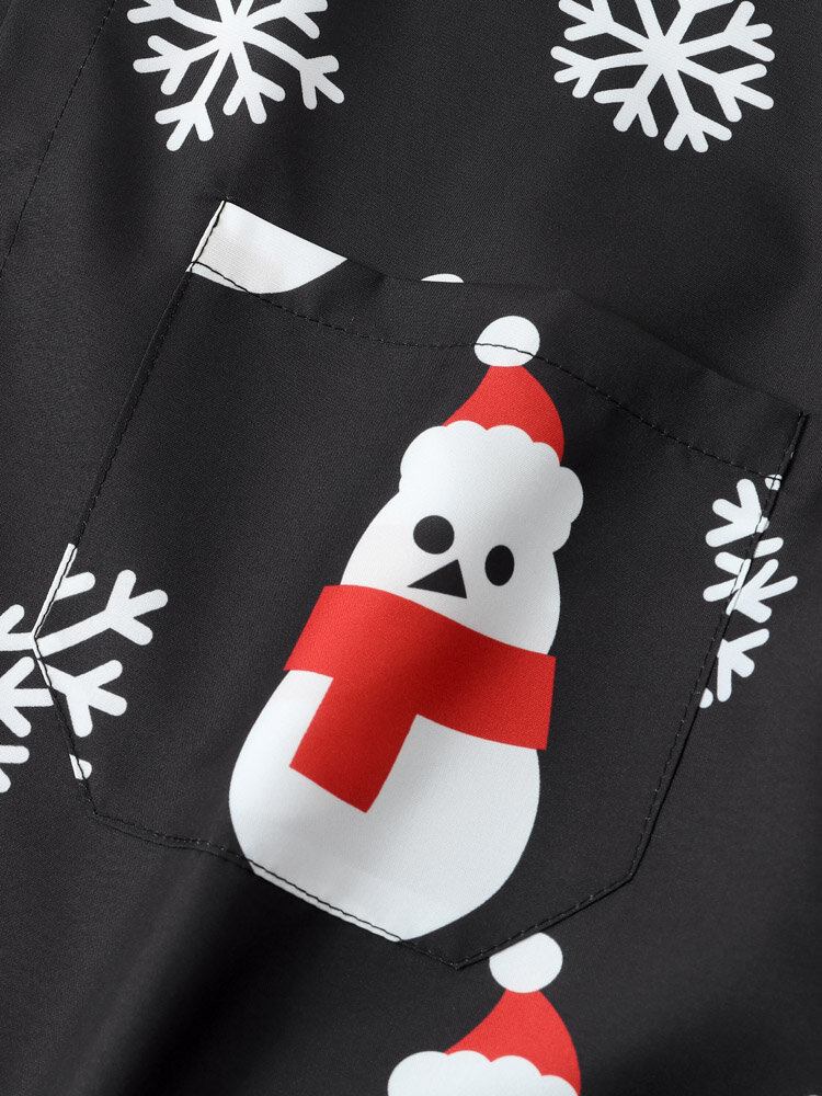 Mænd Christmas Snow Man Snow Digital Printede Casual Short Shirts