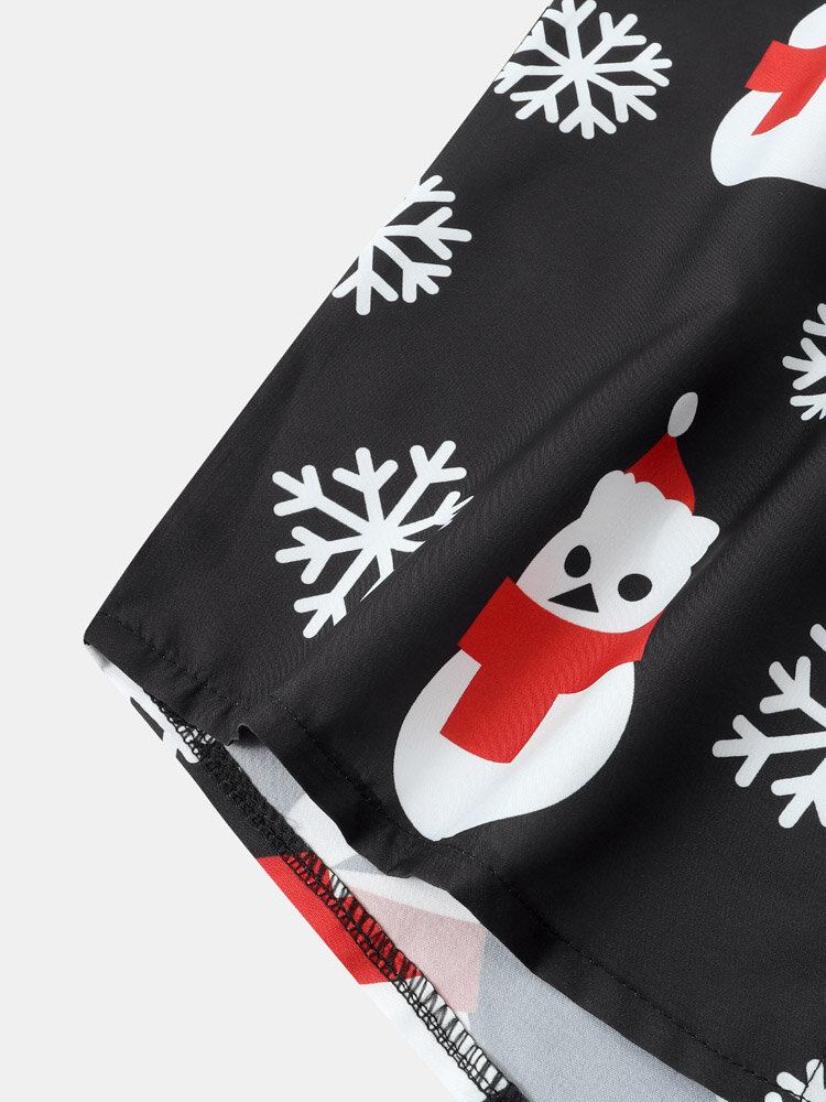 Mænd Christmas Snow Man Snow Digital Printede Casual Short Shirts