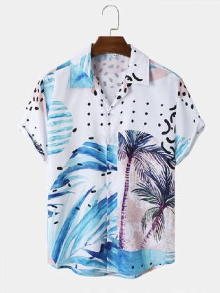 Mænd Coconut Tree Print Beachwear Blødt Behageligt Åndbart Alle Matchede Skjorter