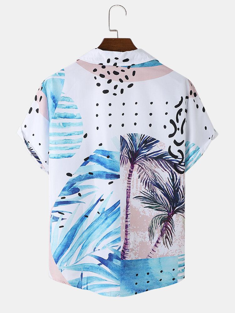 Mænd Coconut Tree Print Beachwear Blødt Behageligt Åndbart Alle Matchede Skjorter