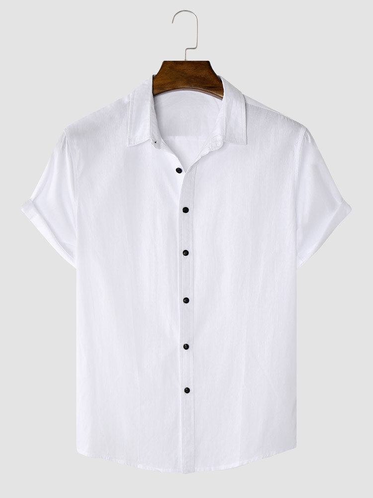 Mænd Ensfarvet Forreste Button Casual Kortærmede Street Shirts