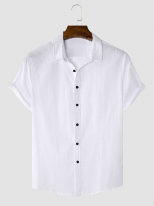 Mænd Ensfarvet Forreste Button Casual Kortærmede Street Shirts