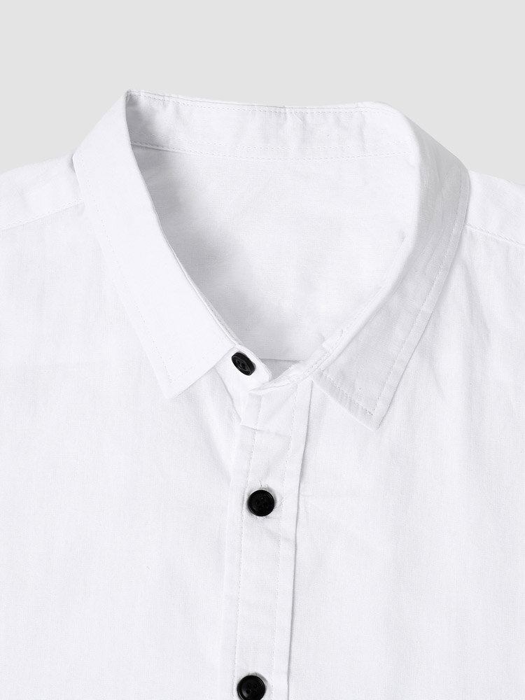 Mænd Ensfarvet Forreste Button Casual Kortærmede Street Shirts