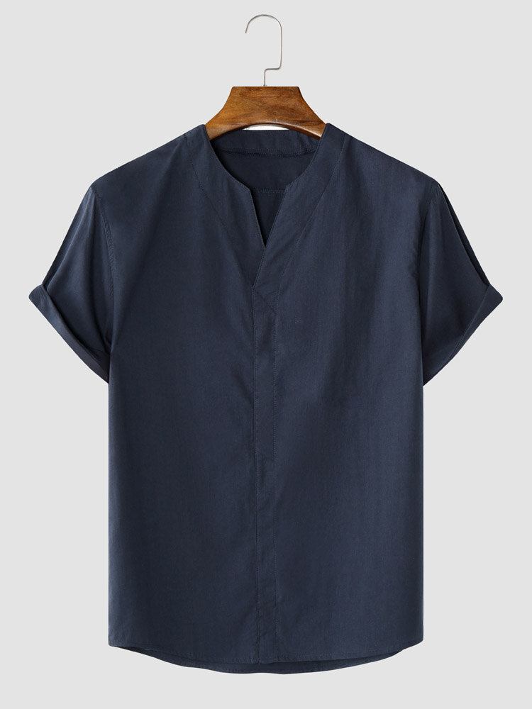 Mænd Ensfarvet Hem Manchet Casual Kortærmede Street Shirts