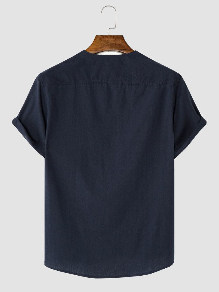 Mænd Ensfarvet Hem Manchet Casual Kortærmede Street Shirts