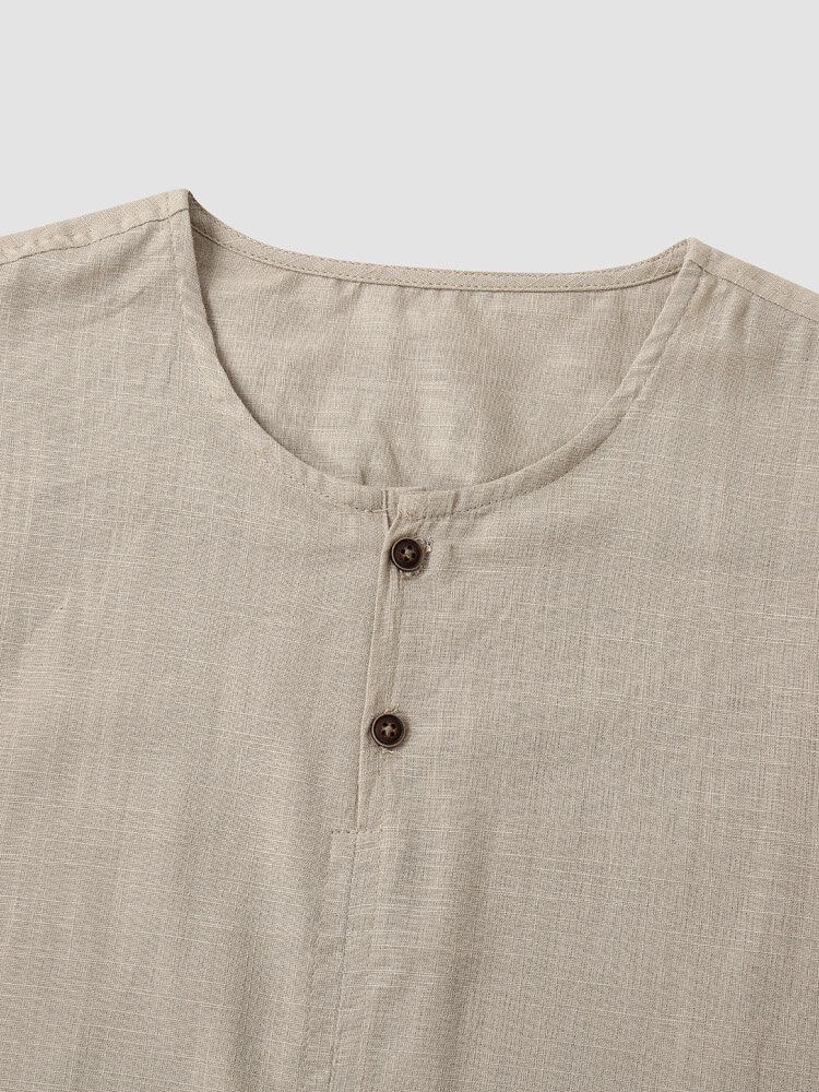 Mænd Ensfarvet Knapsøm Manchet Casual Kortærmede Street Shirts