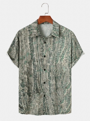 Mænd Etnisk Print Kortærmede Hawaii Style Casual Skjorter