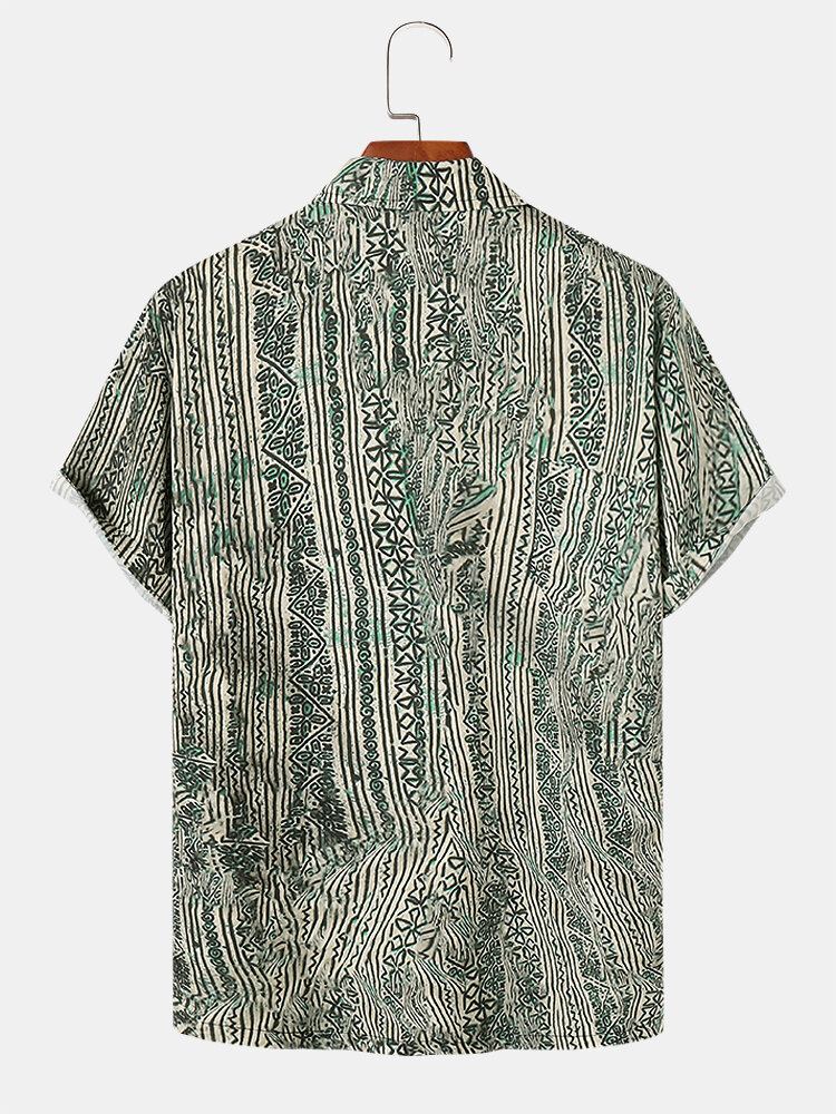 Mænd Etnisk Print Kortærmede Hawaii Style Casual Skjorter