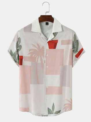 Mænd Funny Print Plant Kortærmet Hawaii Style Casual Skjorter