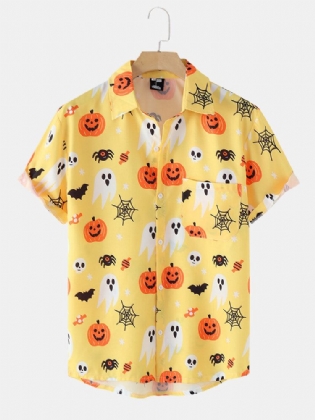 Mænd Halloween Ghost Pumpkin Pattern Funny Shirt