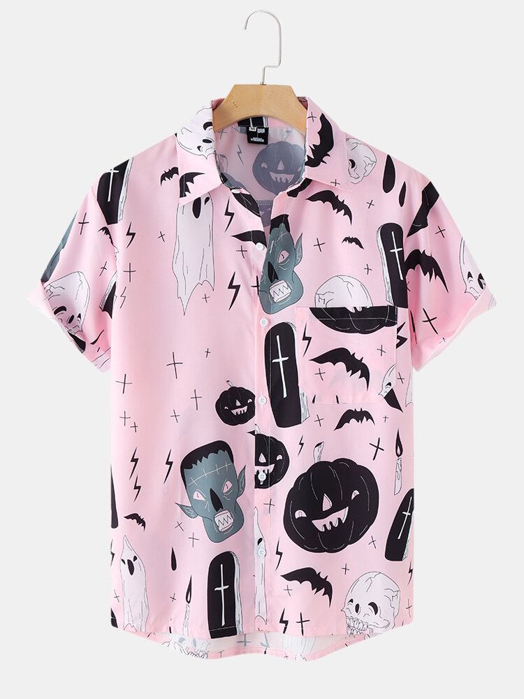 Mænd Halloween Ghost Pumpkin Pattern Funny Shirt