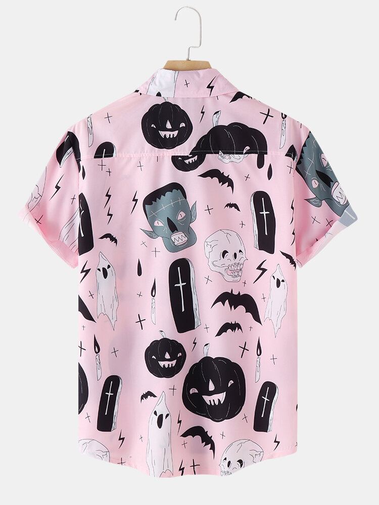 Mænd Halloween Ghost Pumpkin Pattern Funny Shirt