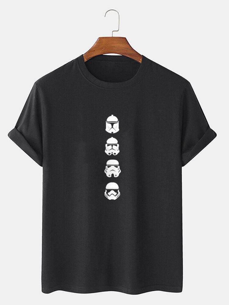 Mænd Hjelm Print Kortærmet Rundhals Star Wars Casual T-shirts